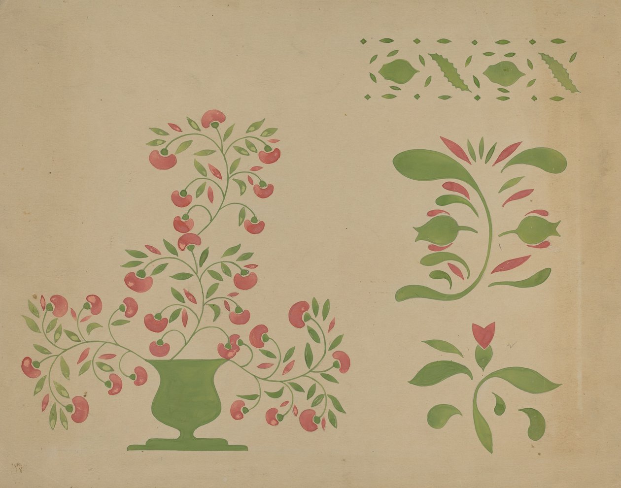Décoration murale au pochoir, vers 1936 - Ray Holden