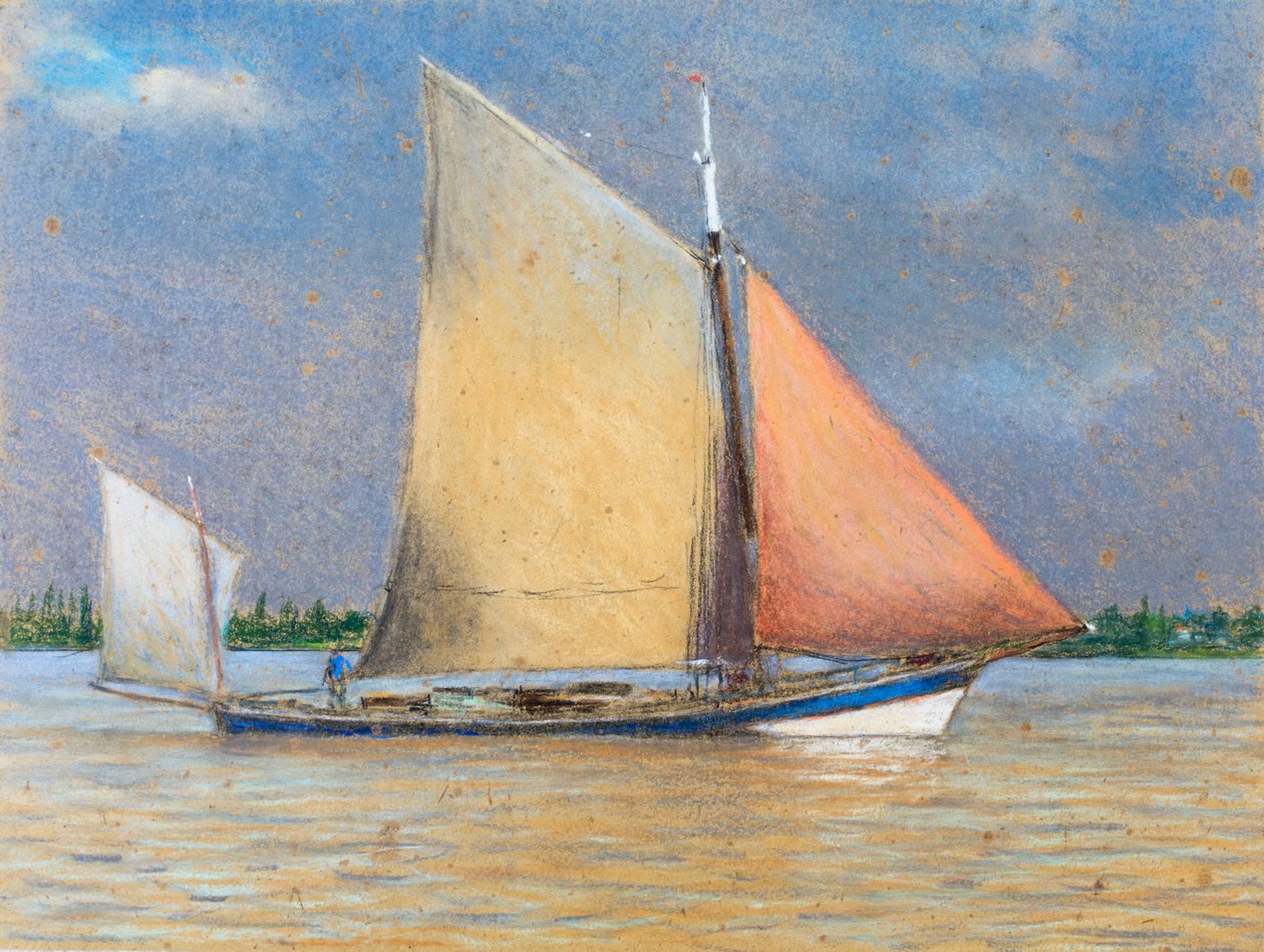 Filadière on the Gironde estuary (pastel on paper) - Raymond Bonnefon
