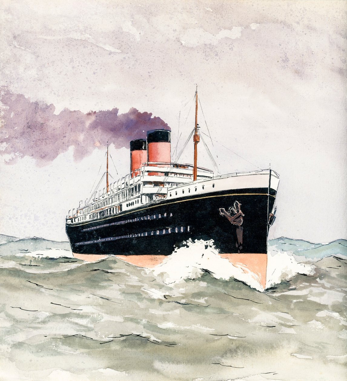 liner (Gouache et encre sur papier.) - Raymond Bonnefon