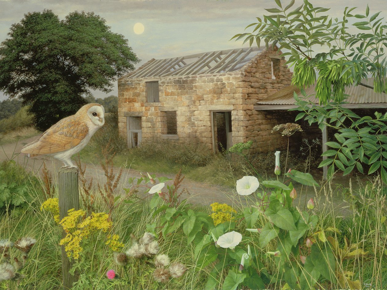 Les vieux bâtiments de ferme à Eccup, 2000 (huile sur carton) - Raymond Booth