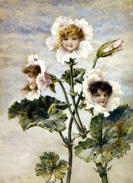 Géranium et pois de senteur - Enfants des fleurs - une paire - Rebecca Coleman