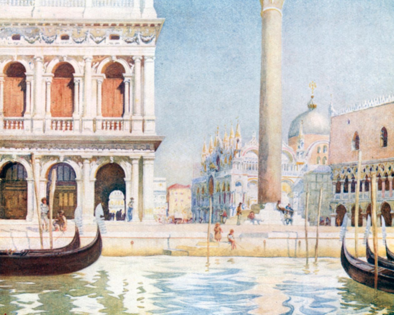 La bibliothèque, Piazzetta (lithographie couleur) - Reginald Barratt