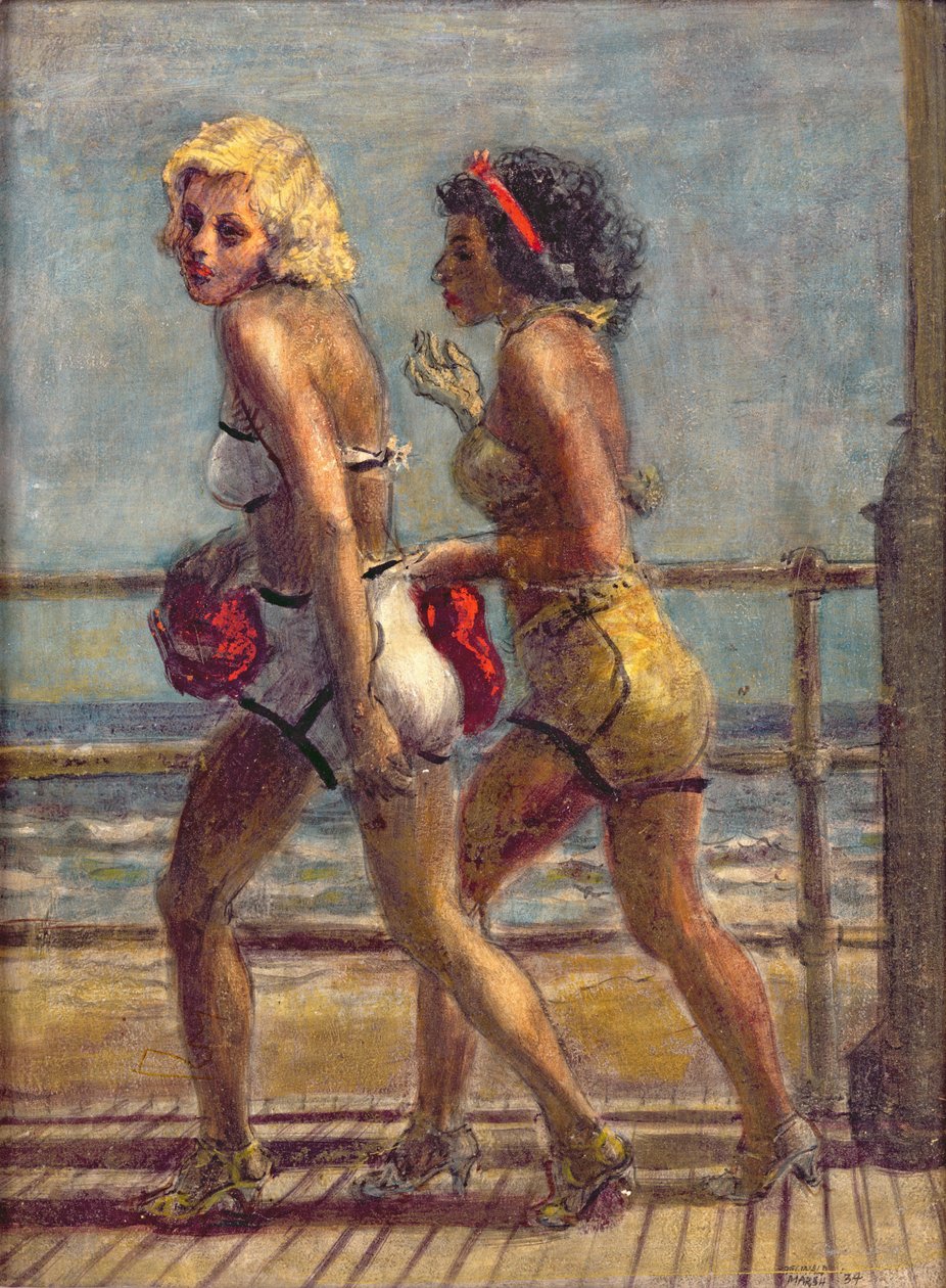 Deux filles sur la promenade (tempera sur toile) - Reginald Marsh