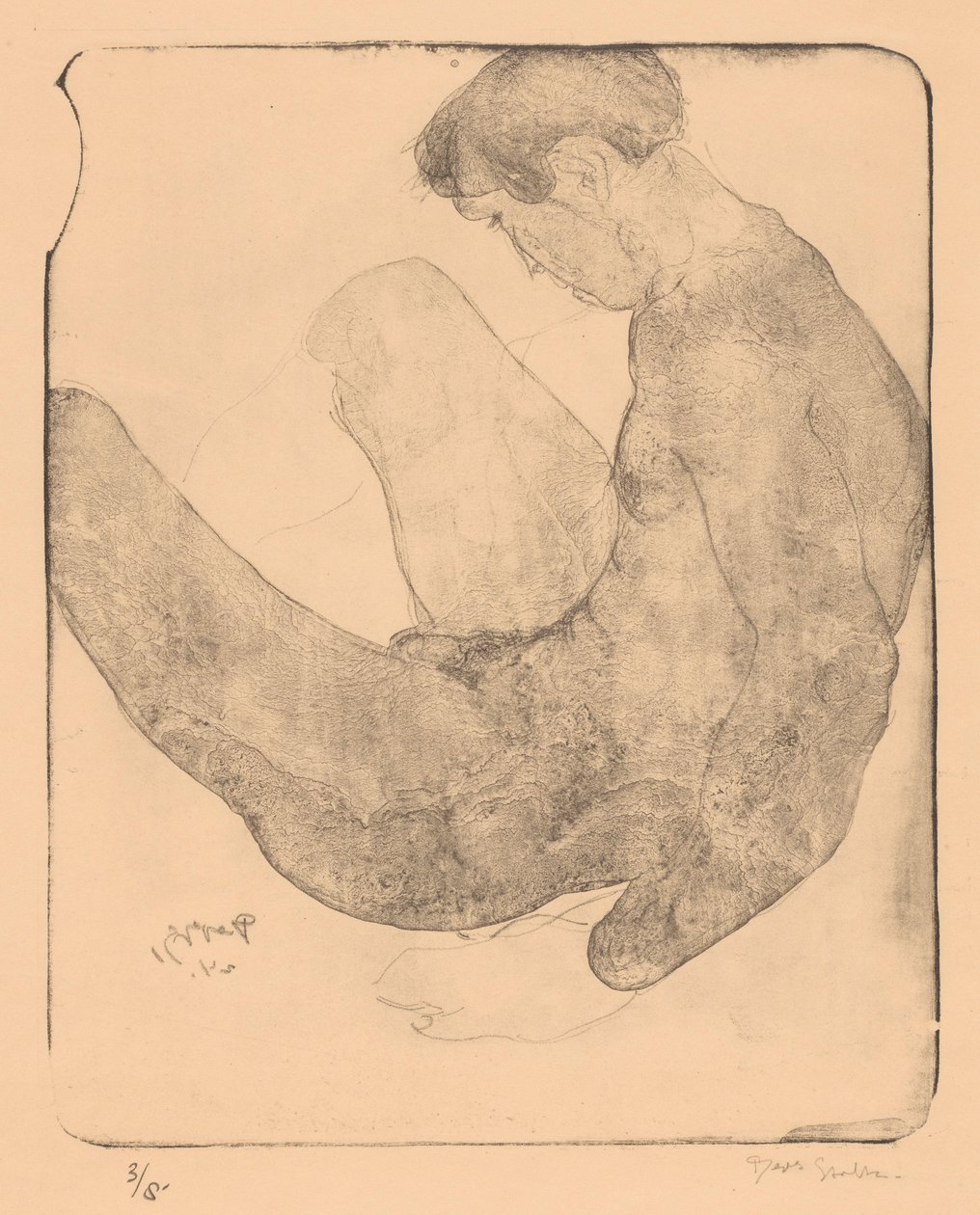 Homme nu avec les genoux repliés - Reijer Stolk (signed by artist)
