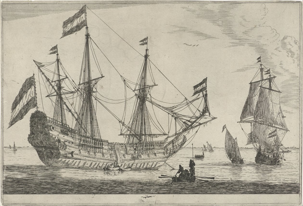 Grand voilier et une barque - Reinier Nooms