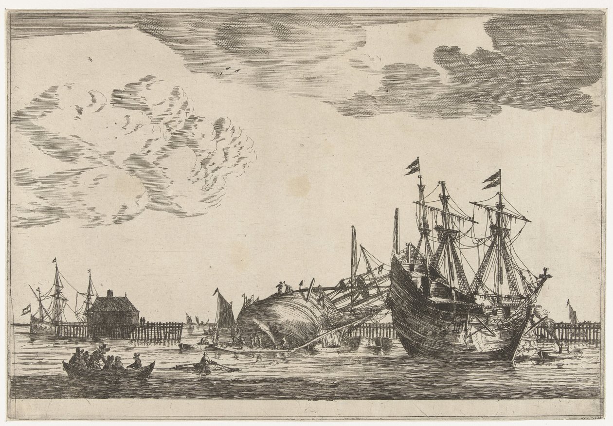 Deux navires prêts pour réparation - Reinier Nooms