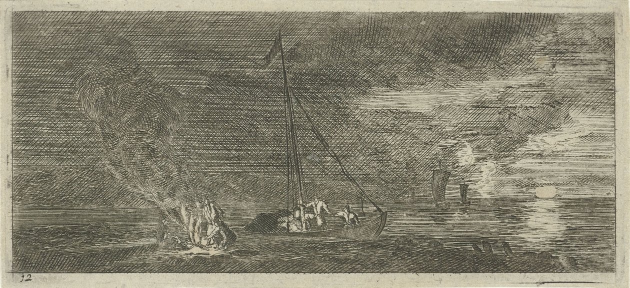 Paysage marin de nuit Divers Embarquements et autre Faicts - Reinier Nooms