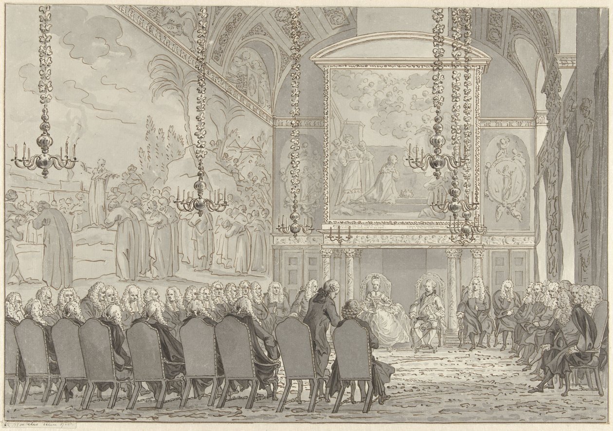 Réception du prince Guillaume V et Wilhelmine de Prusse dans la salle du conseil de l