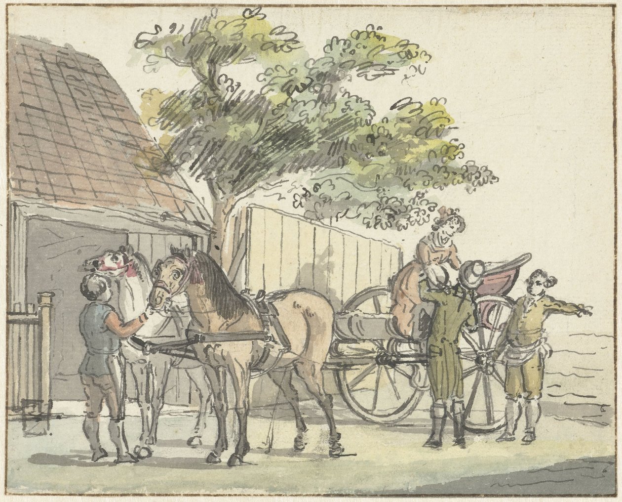 Chariot avec deux chevaux à l