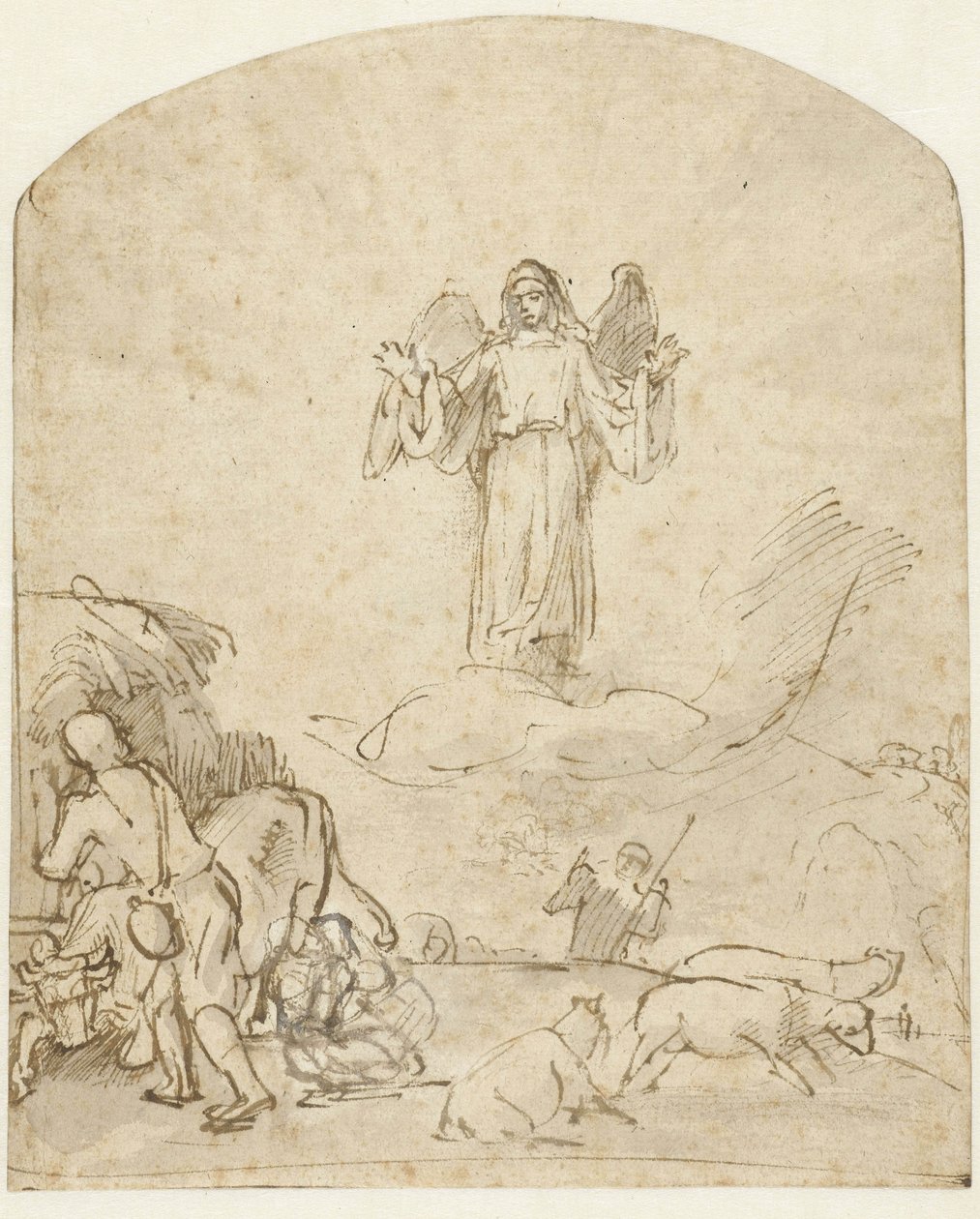 Annonciation aux Bergers, vers 1650 - Rembrandt van Rijn