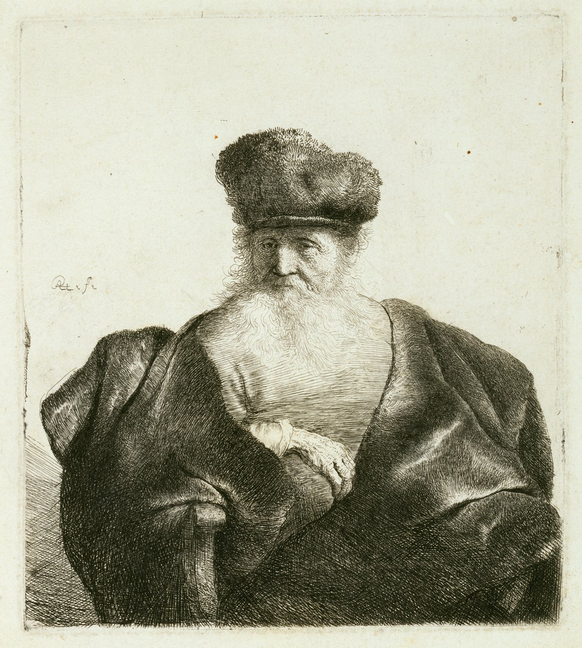 Un vieil homme avec une barbe, un bonnet de fourrure et une cape de velours, c.1632 - Rembrandt van Rijn