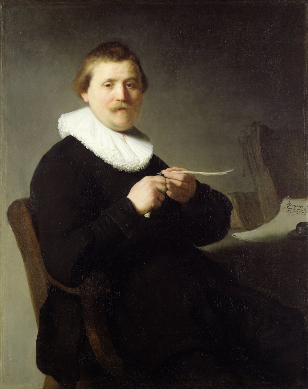 Homme aiguisant une plume, 1632 - Rembrandt van Rijn