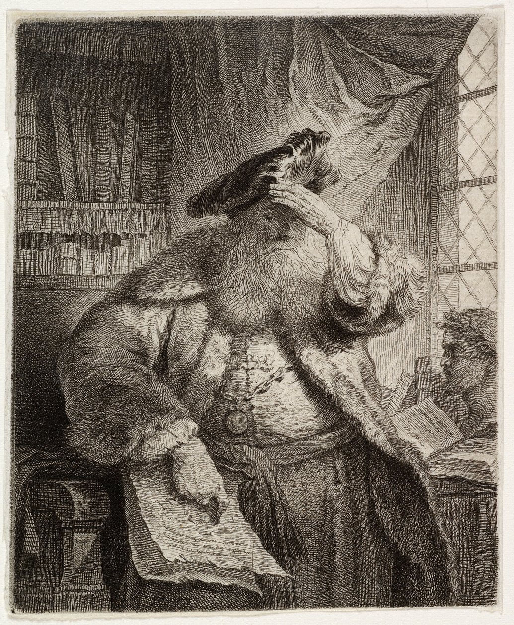 Vieil homme se protégeant les yeux avec sa main - after Rembrandt van Rijn