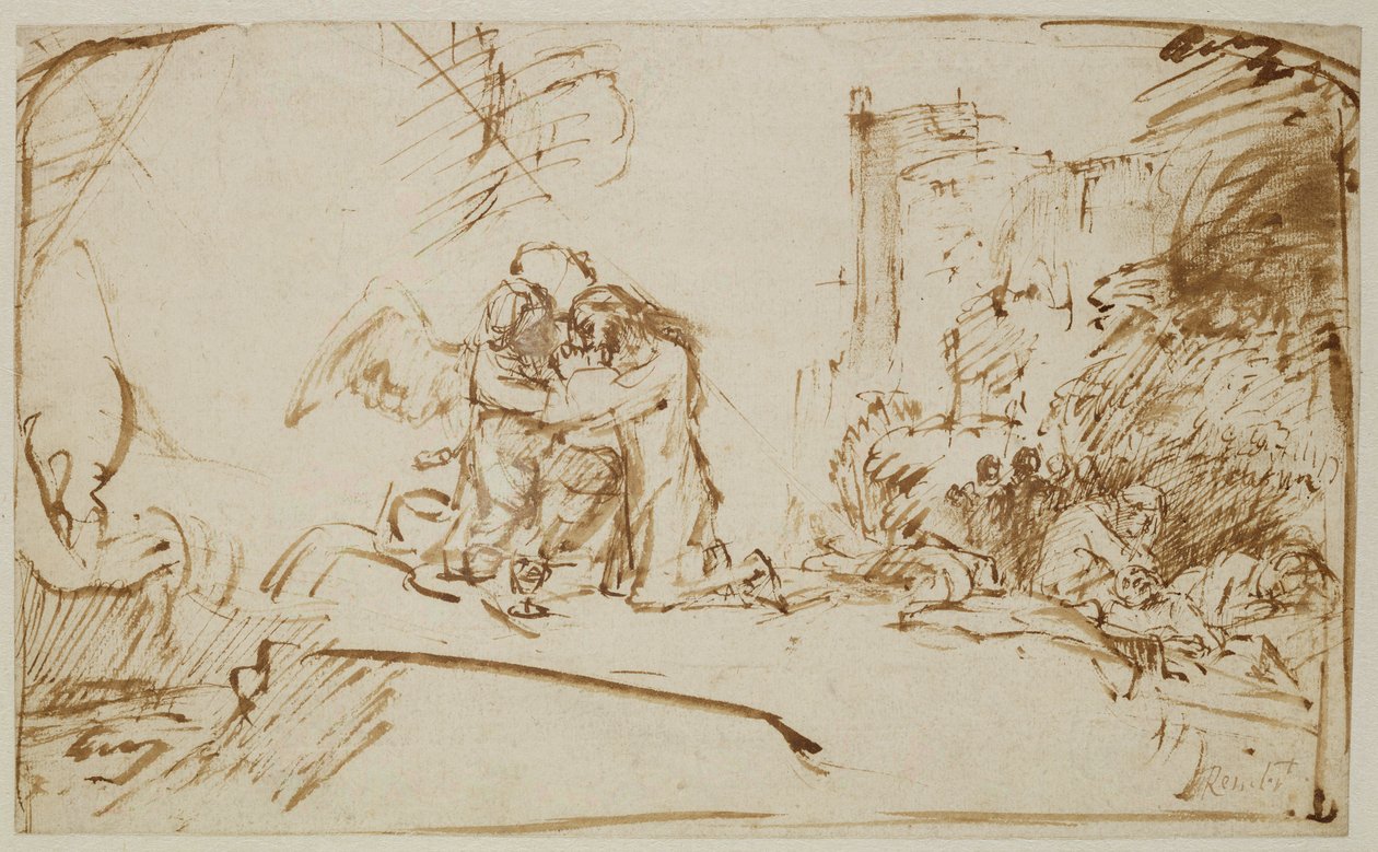 Le Christ au mont des Oliviers - Rembrandt van Rijn