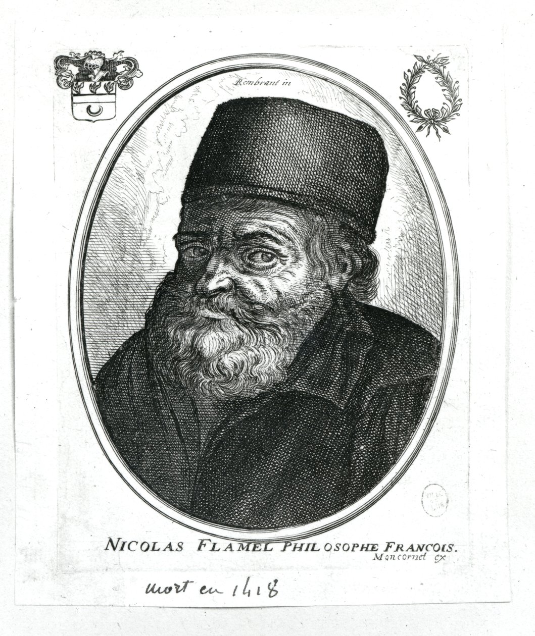 Nicolas Flamel (vers 1330-1418) gravé par Balthazar Moncornet (vers 1600-68) - Rembrandt van Rijn