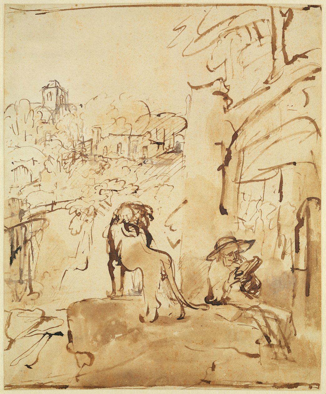 Saint Jérôme lisant dans un paysage - Rembrandt van Rijn