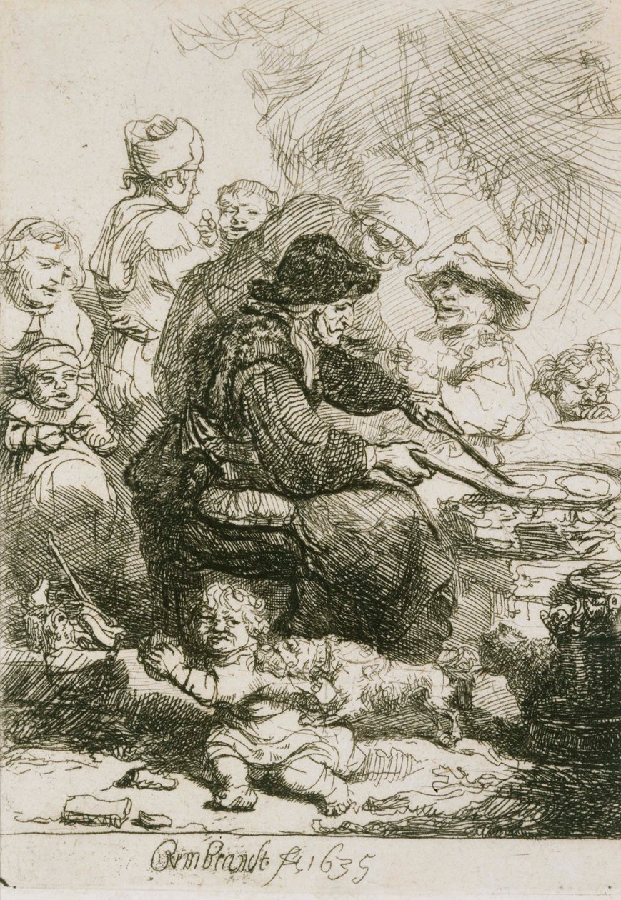 La femme aux crêpes, état III - Rembrandt van Rijn