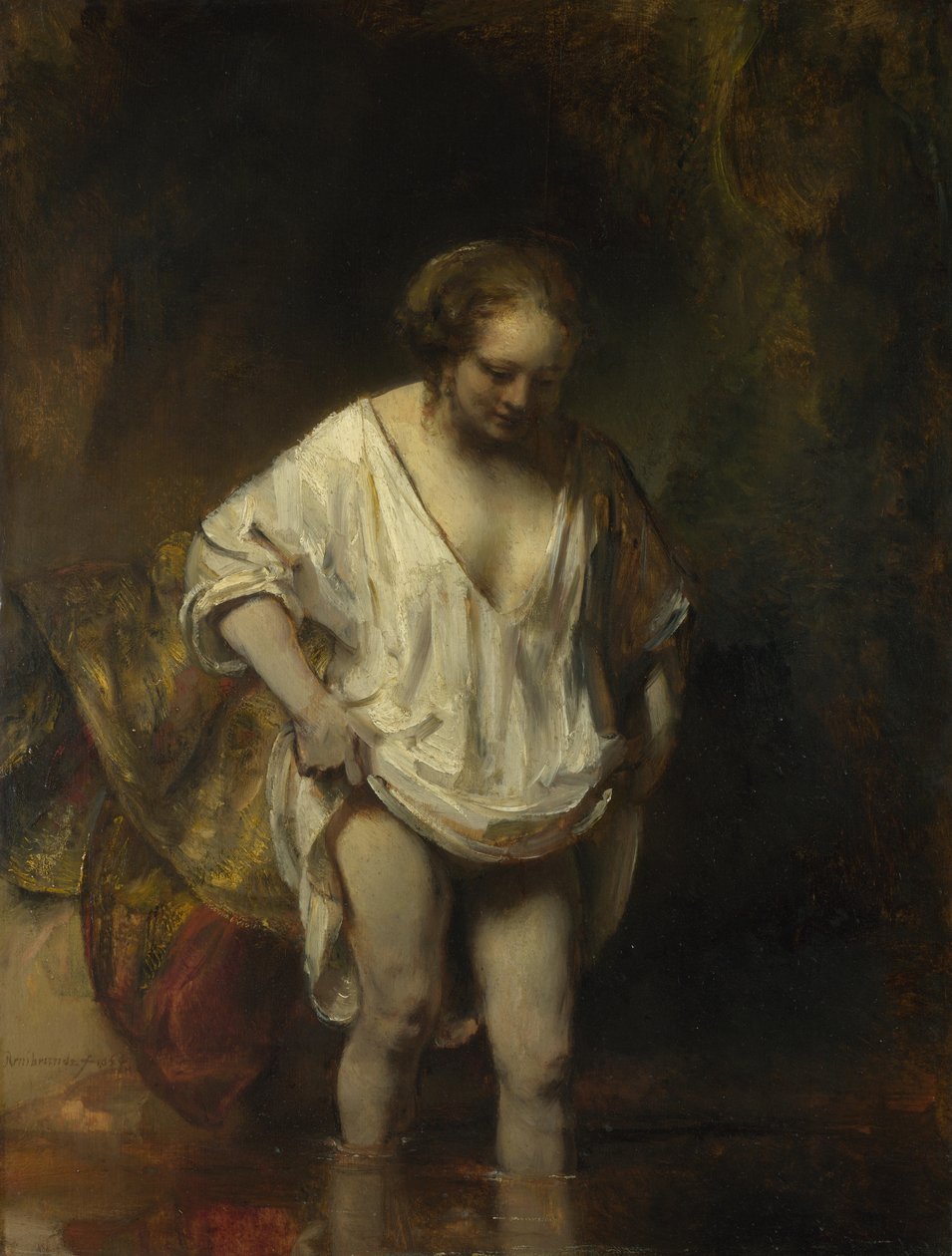 Femme se baignant dans un ruisseau - Rembrandt van Rijn