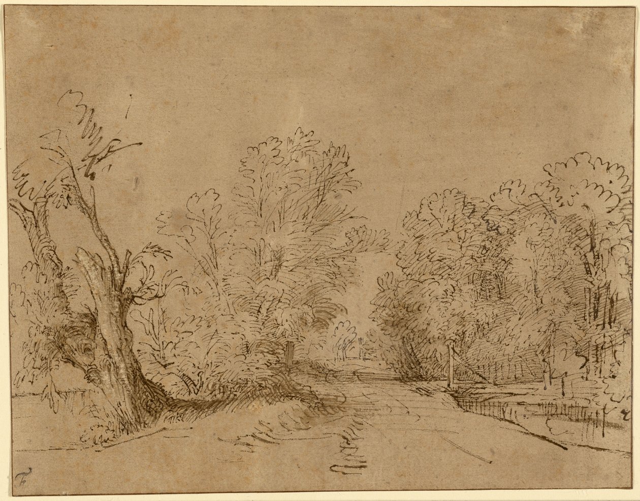 Une route boisée - Rembrandt Harmensz. van Rijn