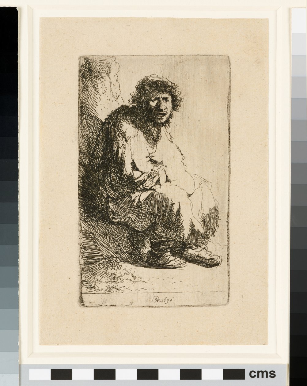 Mendiant assis sur une berge - Rembrandt van Rijn