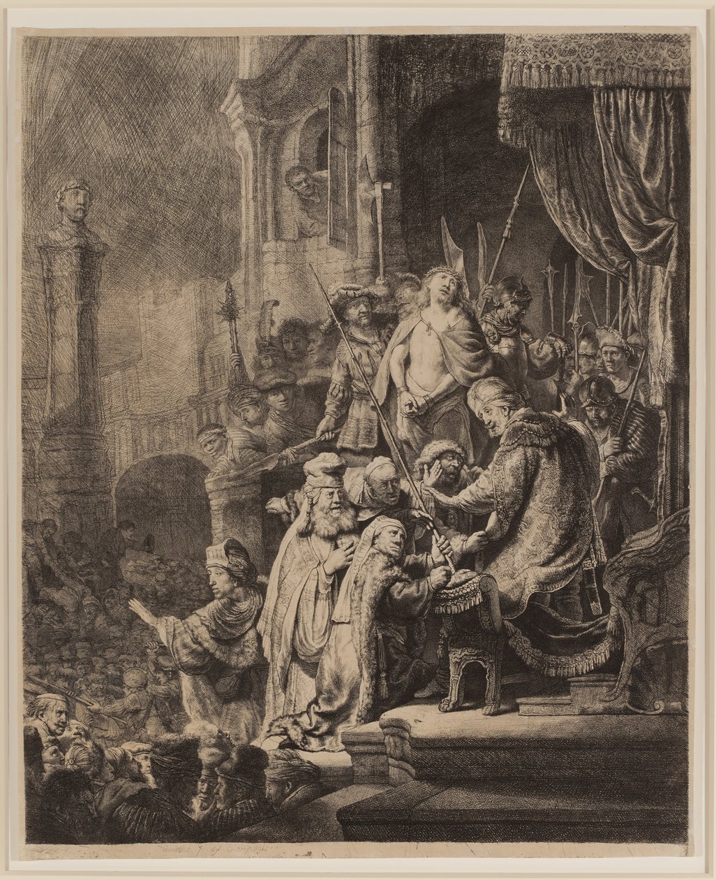Christ devant Pilate : Grande plaque - Rembrandt van Rijn