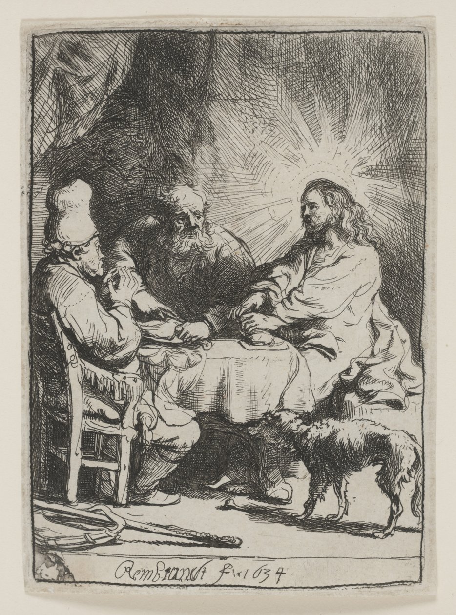 Le Christ à Emmaüs : La petite plaque - Rembrandt van Rijn