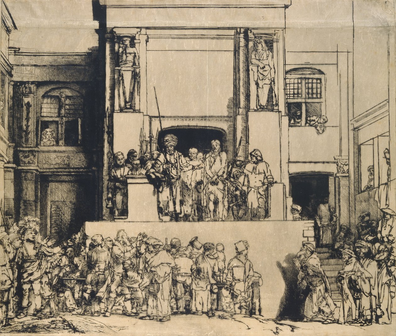 Le Christ présenté au peuple : plaque oblongue - Rembrandt van Rijn