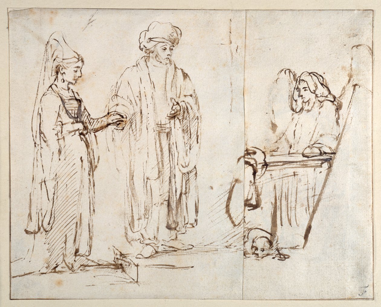 Laban amène Léa à Jacob, avec Jacob superposé par un fragment d