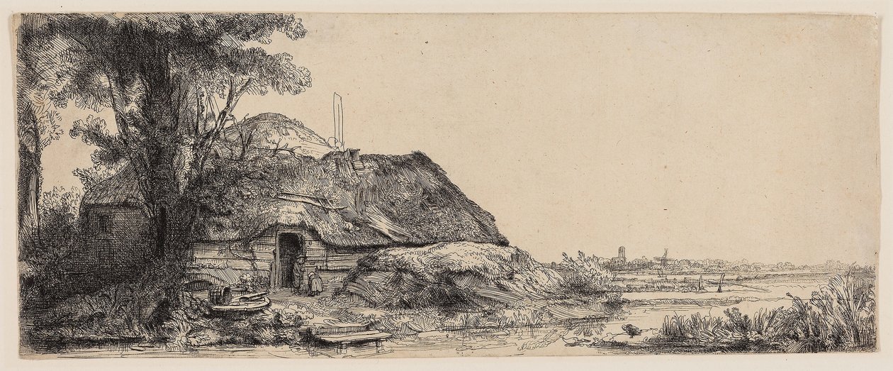 Paysage avec un cottage et un grand arbre - Rembrandt Harmensz. van Rijn