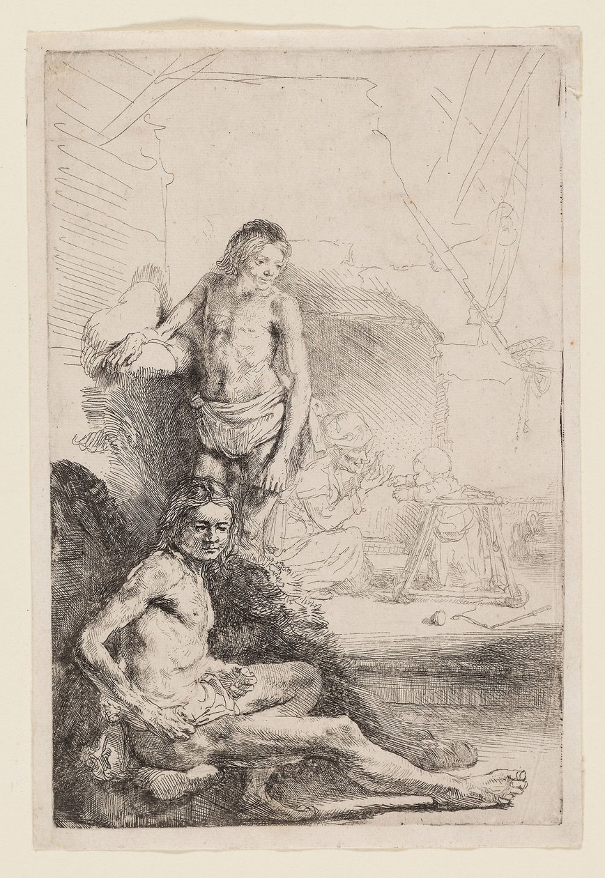 Nu masculin assis et debout, c.1646 - Rembrandt Harmensz. van Rijn
