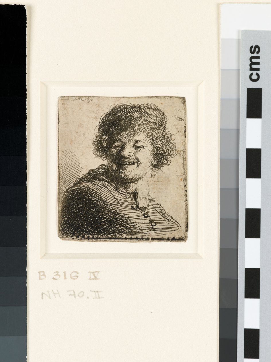 Autoportrait avec un bonnet : riant - Rembrandt van Rijn