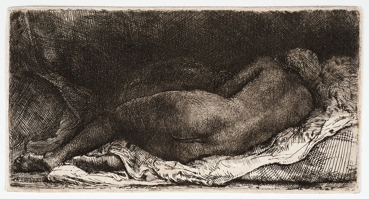 La femme nue, dormant avec ses fesses dans le vent - Rembrandt Harmensz. van Rijn