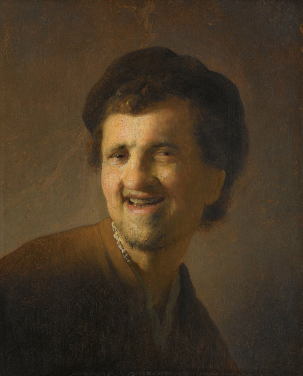 Jeune homme riant (buste) - Rembrandt van Rijn (circle of)
