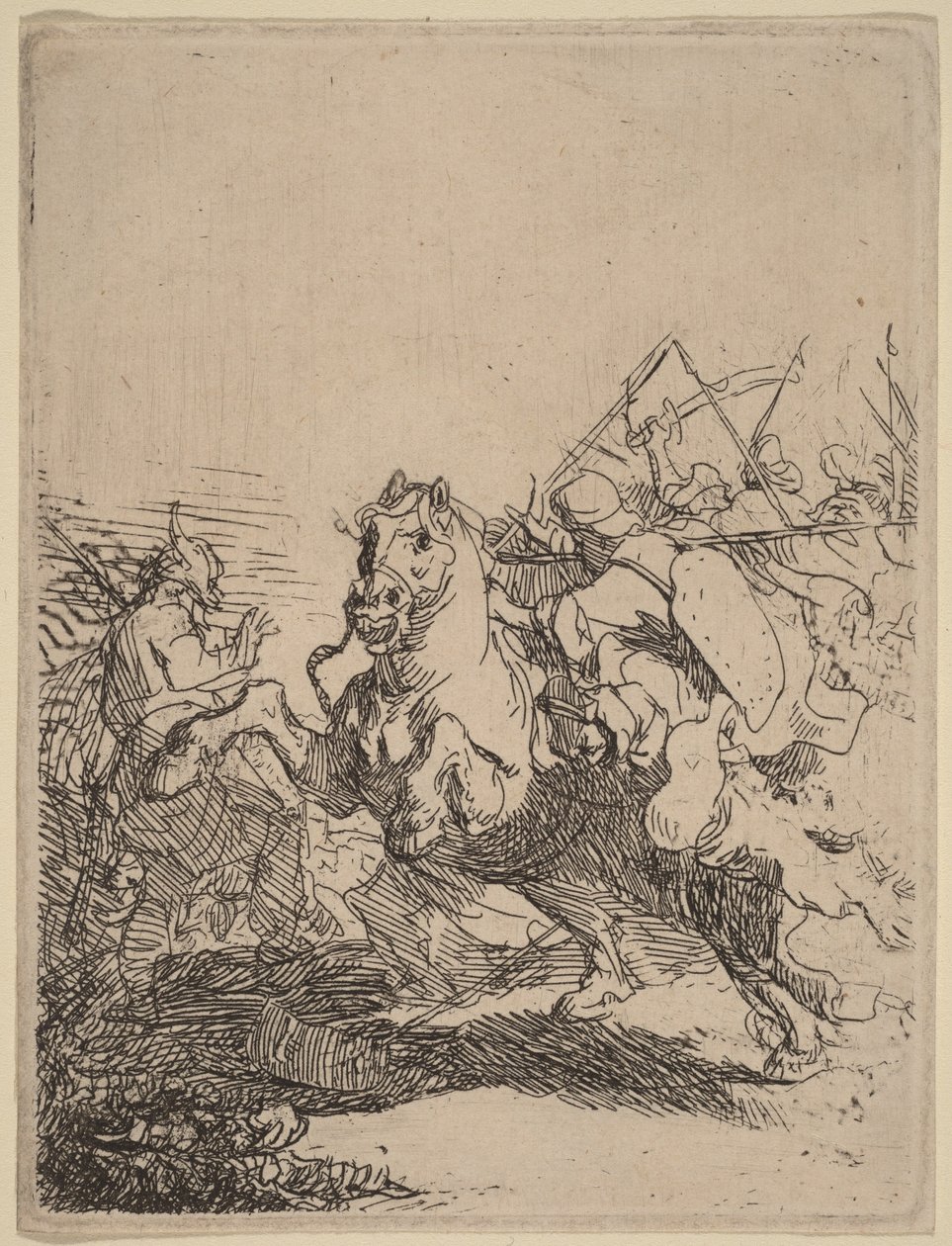 Une bataille de cavalerie - Rembrandt van Rijn