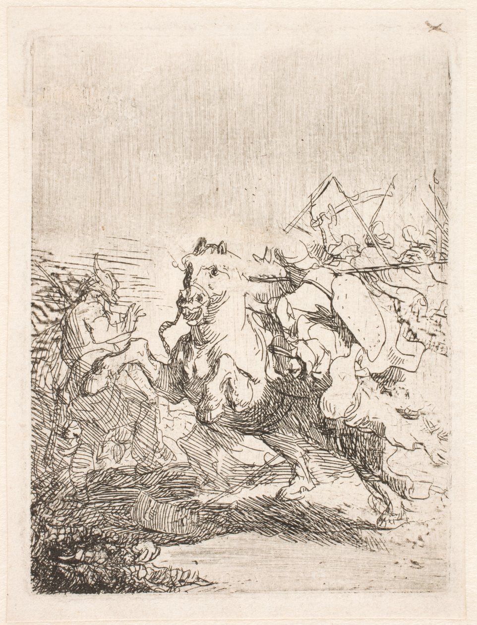Un combat de cavalerie - Rembrandt van Rijn
