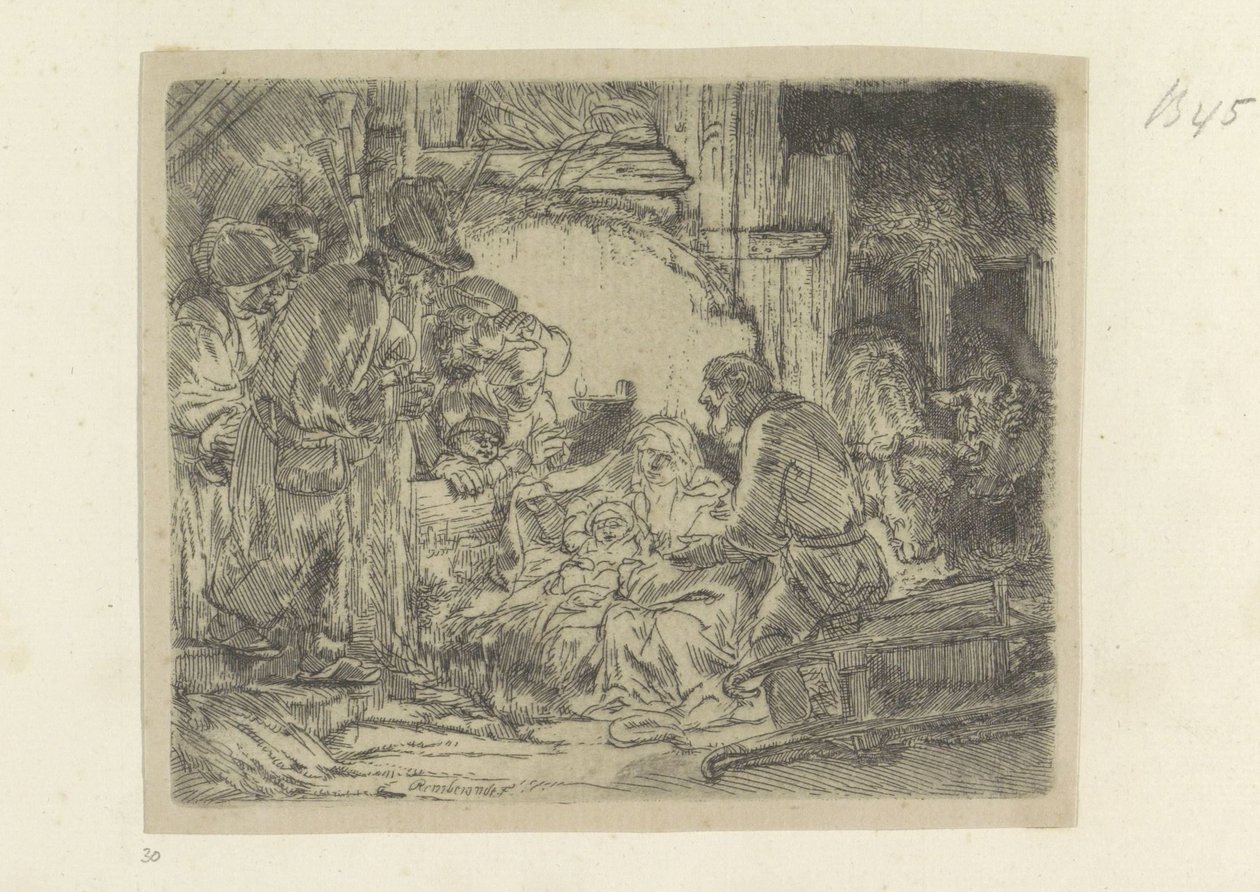 Adoration des bergers: avec la lampe à huile - Rembrandt van Rijn