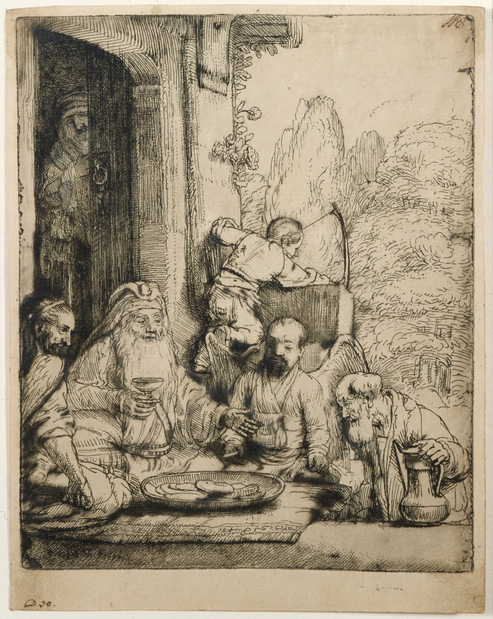 Abraham recevant les anges - Rembrandt van Rijn