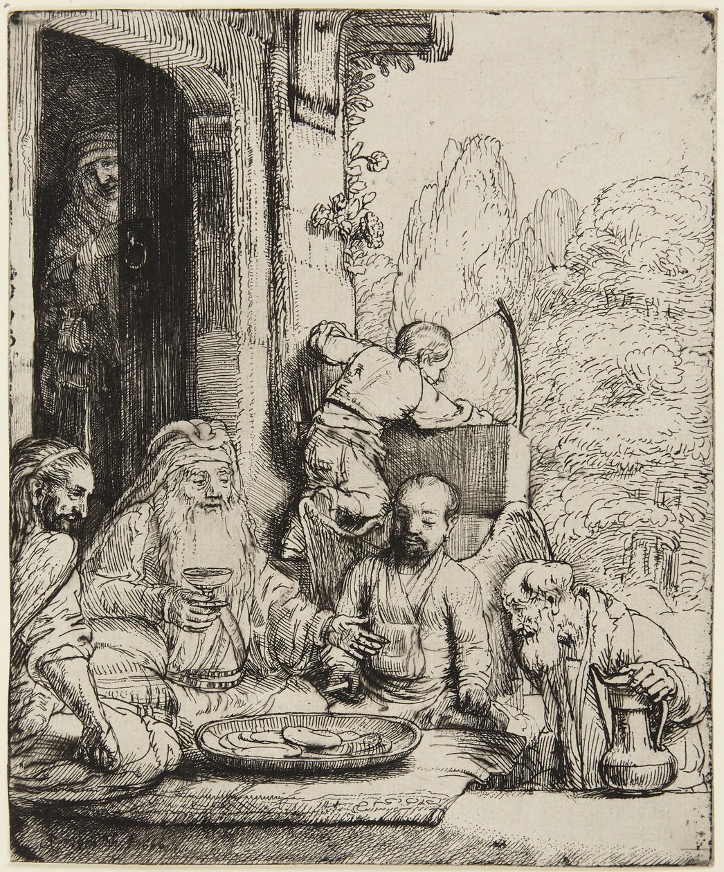 Abraham recevant les anges - Rembrandt van Rijn