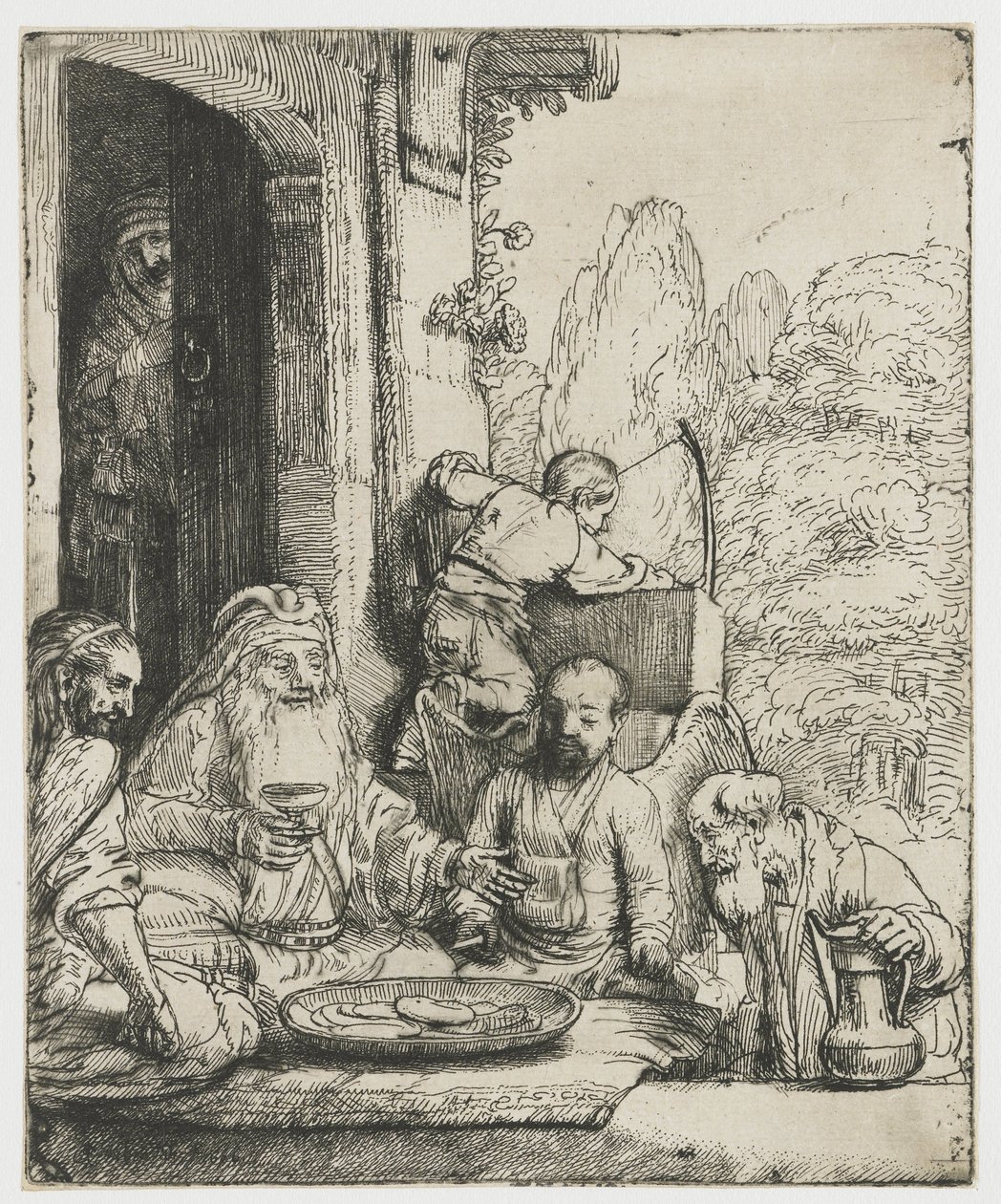 Abraham recevant les anges - Rembrandt van Rijn