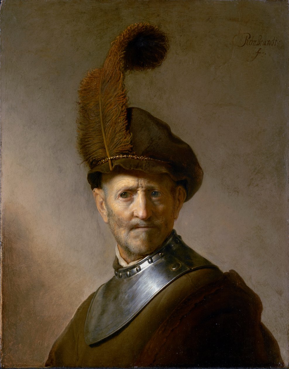 Un vieil homme en costume militaire (anciennement appelé Portrait du père de Rembrandt), vers 1630 - Rembrandt van Rijn