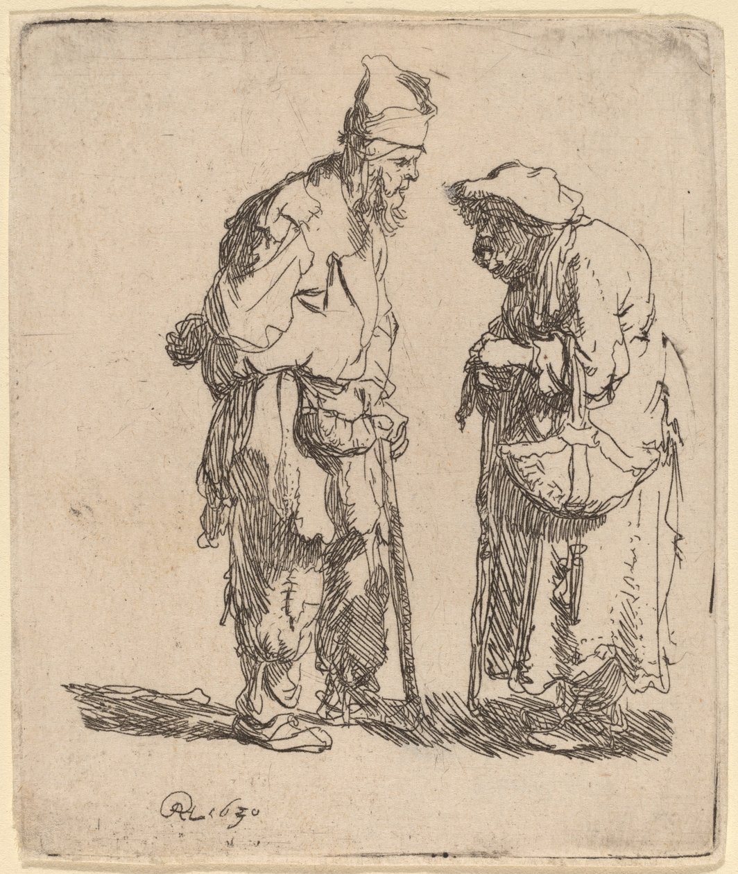 Mendiant et Mendiante Conversant - Rembrandt van Rijn