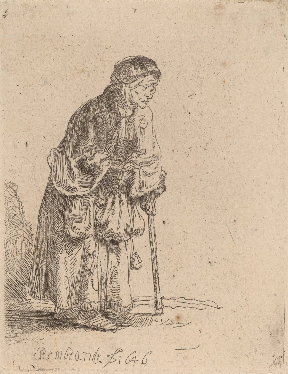 Mendiante appuyée sur un bâton, 1646 - Rembrandt van Rijn