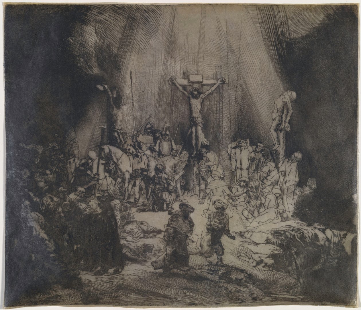 Le Christ crucifié entre les deux larrons (Les trois croix) - Rembrandt van Rijn