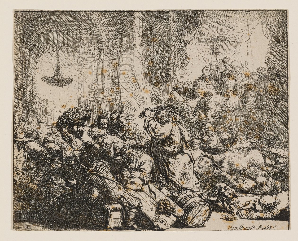 Le Christ chassant les changeurs du Temple - Rembrandt van Rijn