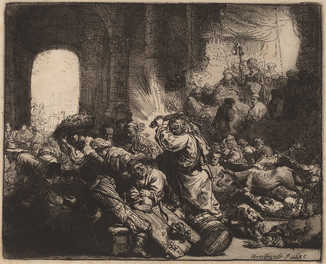 Le Christ chassant les marchands du temple - Rembrandt van Rijn
