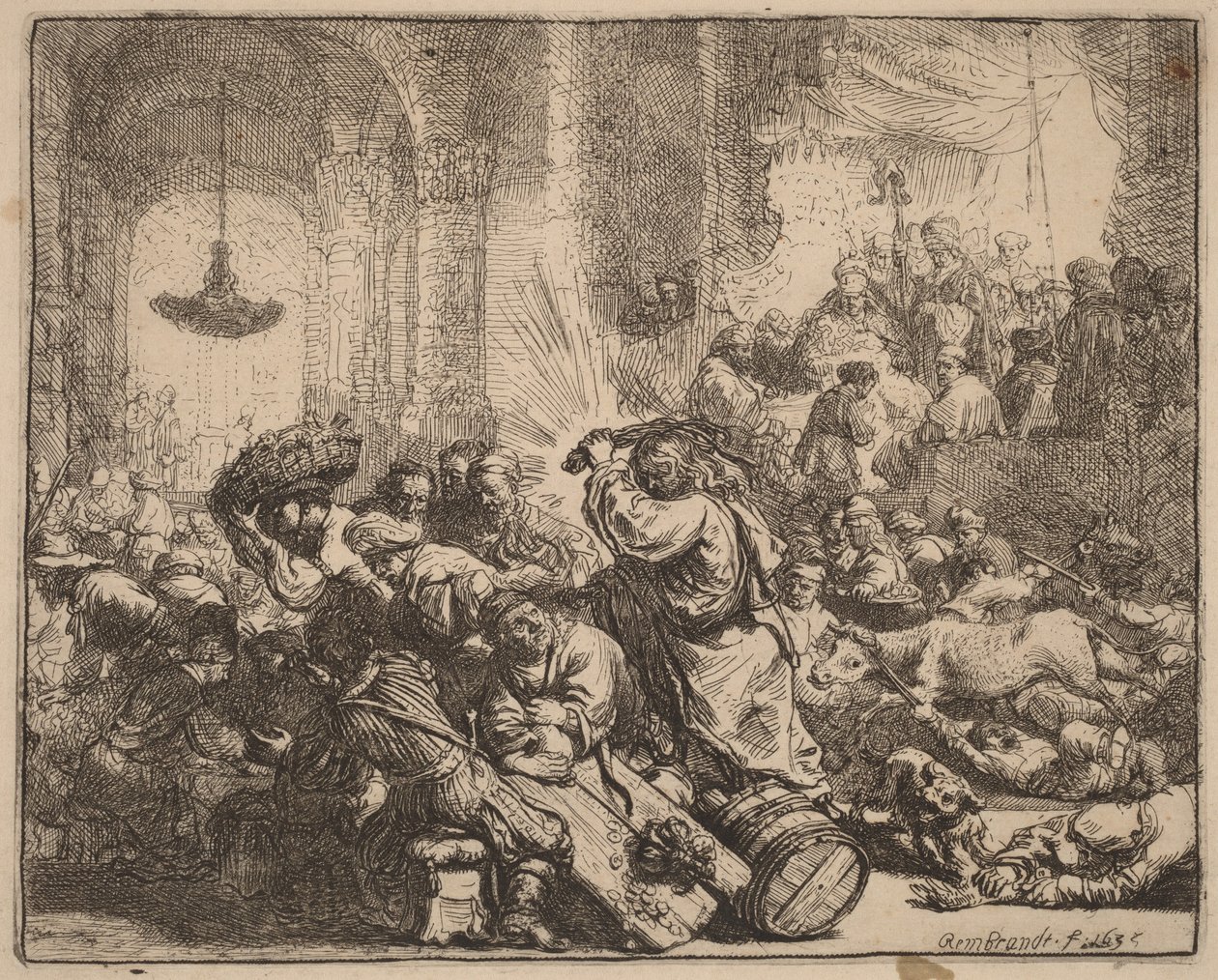 Le Christ chassant les changeurs du Temple - Rembrandt van Rijn
