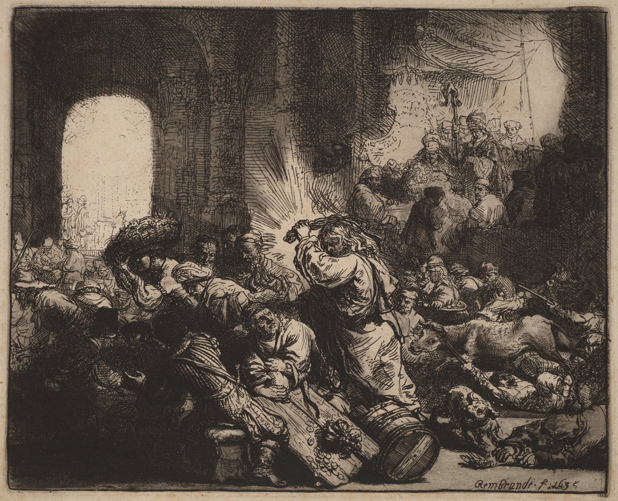 Le Christ chassant les changeurs du Temple - Rembrandt van Rijn