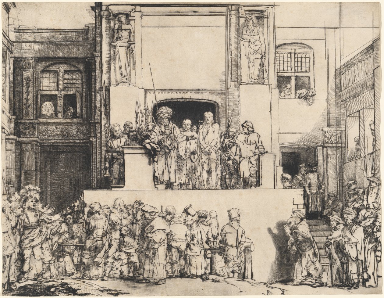 Christ présenté au peuple : plaque oblongue - Rembrandt van Rijn