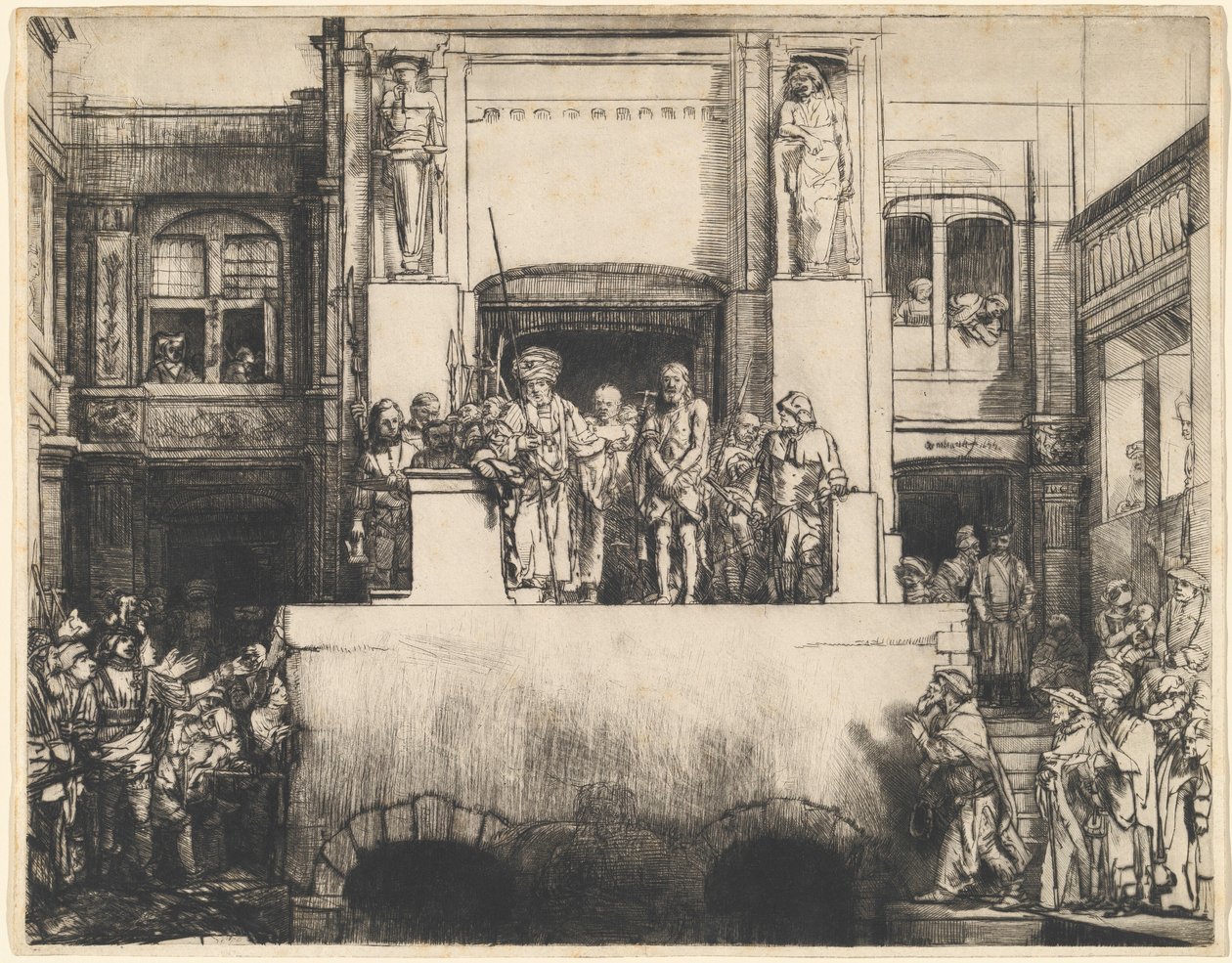 Le Christ présenté au peuple : assiette rectangulaire - Rembrandt van Rijn