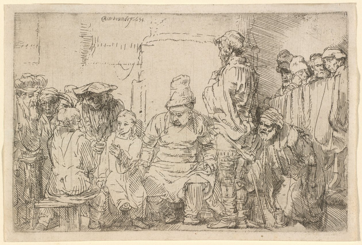 Le Christ assis en pleine discussion avec les docteurs - Rembrandt van Rijn